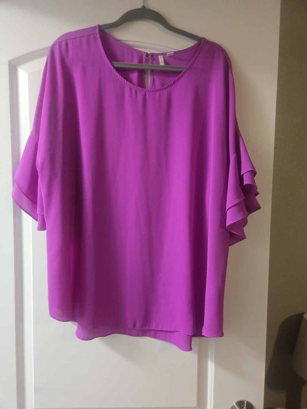 Cato Fuchsia Flutter Sleeve Blouse